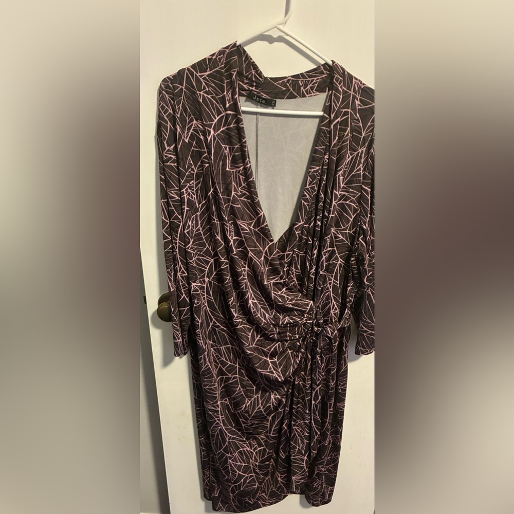 Elegant Pink and Black Women's Dress partial wrap dress size 3x